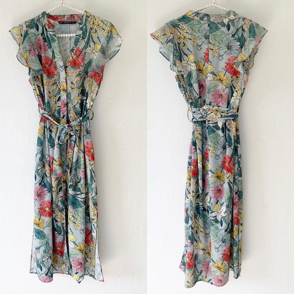 Zara Floral Button Up Tunic Dress